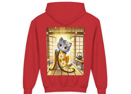 Playful Kitten in the Tea Room Youth Heavy Blend Hooded Sweatshirt