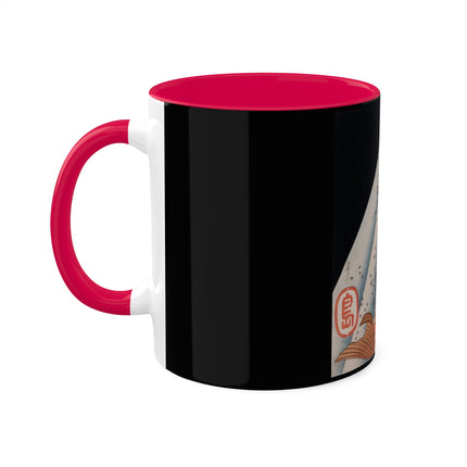Carp Swimming up a Waterfall by Yashima Gakutei Colorful Mugs, 11oz