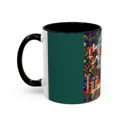 ☃️🎄 The Snowman's Christmas Companion Colorful Mug – Art Deco Holiday Fantasy