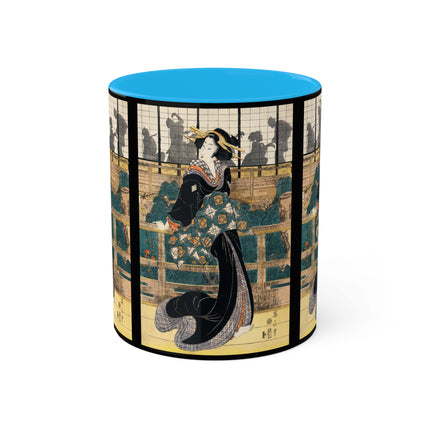 Japanese woman woodcut print by Kikukawa Eizan Colorful Mugs, 11oz