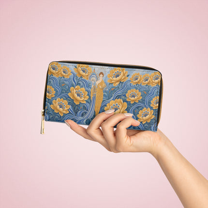 🌼🦚 The Golden Peacock Blossom Garden Wallet – Art Deco Floral Elegance