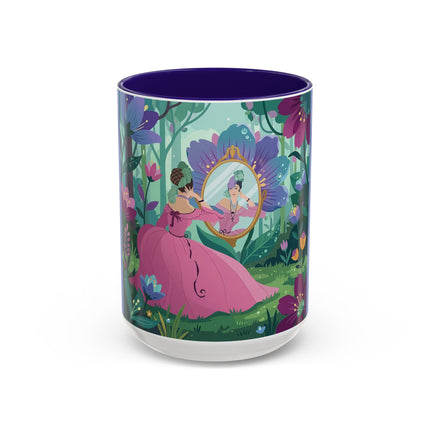 The Lady Of The Enchanted Mirror Colorful Mugs – Art Deco Botanical Elegance
