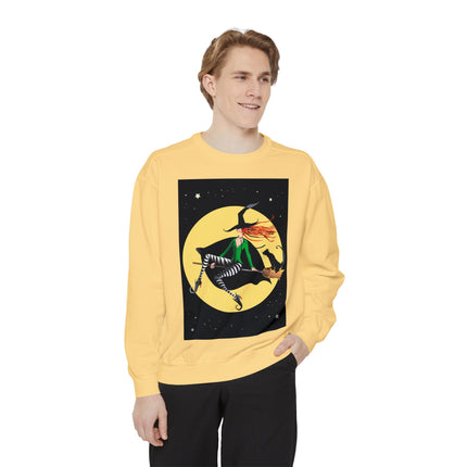 A Witch’s Moonlit Flight Unisex Garment-Dyed Sweatshirt