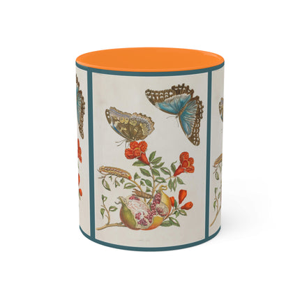 Blue Butterflies and Pomegranate by Maria Sibylla Merian Colorful Mugs, 11oz