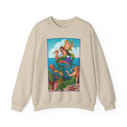 Three Mermaids with Strings of Pearls by Carlo Chiostri Heavy Blend™ Crewneck Sweatshirt