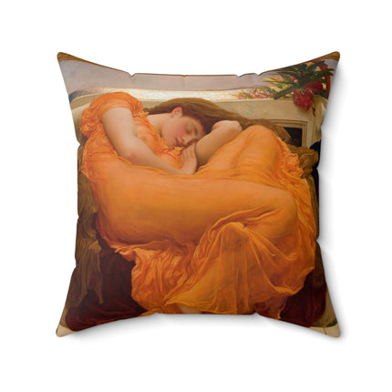 Flaming June by Frederic Leighton Spun Polyester Square Pillow