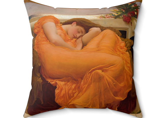 Flaming June by Frederic Leighton Spun Polyester Square Pillow