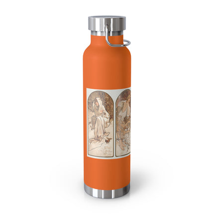 The Seasons by Alphonse Maria Mucha Copper Vacuum Insulated Bottle, 22oz