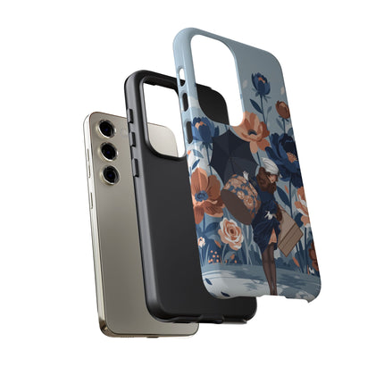 ☂️🌺 The Lady Of The Traveling Garden Phone Case – Art Deco Floral Adventure