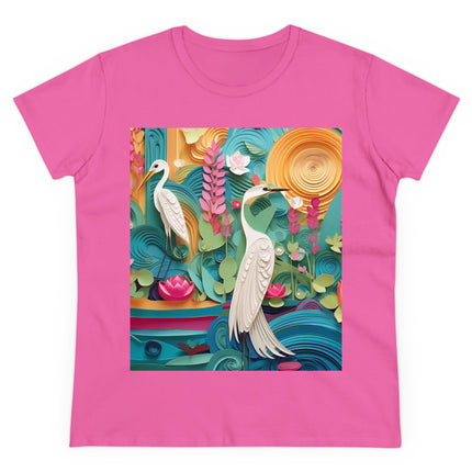 Elegant Egret Oasis Women's Midweight Cotton Tee