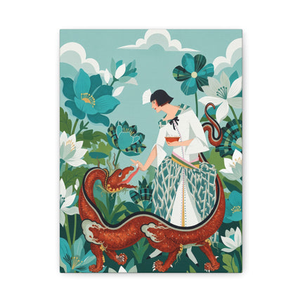 🐉🌿 The Dragon Keeper Placemat – Art Deco Floral Fantasy
