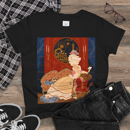 🎼🐈 The Lady Of The Midnight Salon Cotton Tee – Art Deco Fashion Illustration
