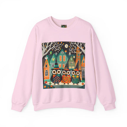 Night of the Trick-or-Treating Owlets Unisex Heavy Blend™ Crewneck Sweatshirt