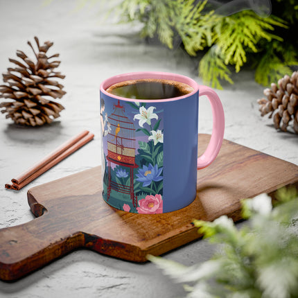 Whispers to the Golden Songbird Colorful Mugs – Art Deco Garden Elegance