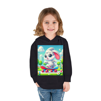 Skateboard Bunny Adventure Toddler Pullover Fleece Hoodie