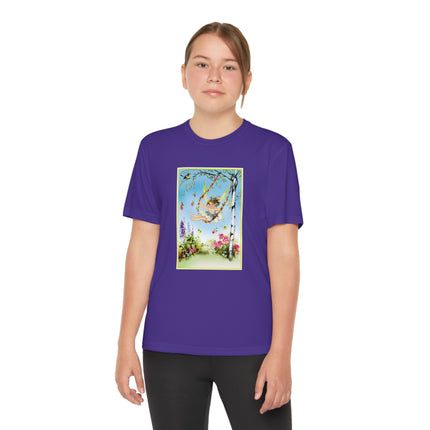 Spring Fairy's Floral Swing Youth Competitor Tee – Garden Magic & Whimsical Adventure