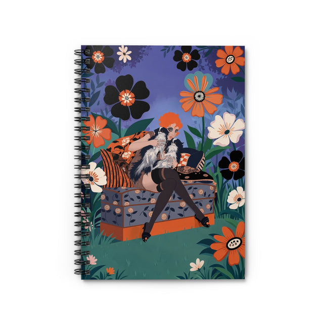 🌺🐕 The Lady Of The Floral Salon Spiral Notebook – Art Deco Garden Whimsy