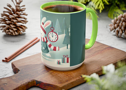 Candy Cane Timekeeper Bunny Colorful Mugs (11oz, 15oz)