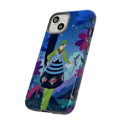 🌸🐦 The Lady Of The Midnight Bird Garden Phone Case – Art Deco Floral Fantasy