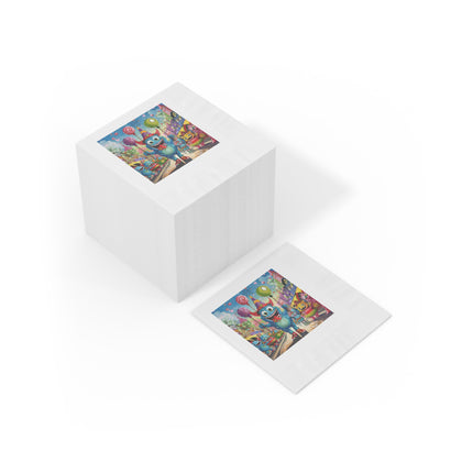 Monster Parade Madness White Coined Napkins