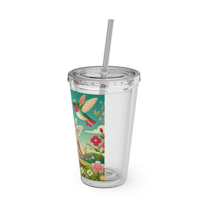 Geisha Fairy and the Hummingbird Blossom Sunsplash Tumbler with Straw, 16oz