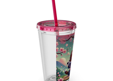 Samurai Kitten Sunsplash Tumbler with Straw, 16oz
