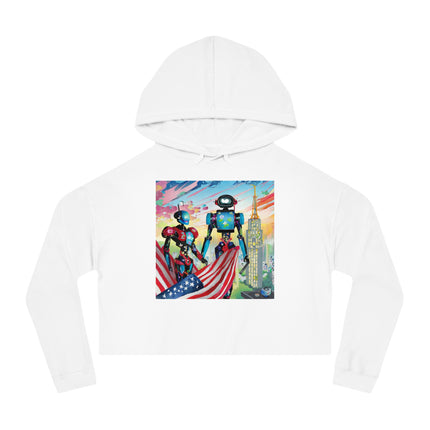 High Fashion Cyberpunk CIA Robots Cropped Hooded Sweatshirt