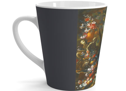 Still Life With Birds Beside An Ornate Fountain by Nicola Casissa Latte Mug