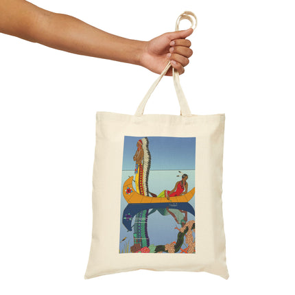 Le long du Missouri (Indian couple on the Missouri River) by George Barbier Cotton Canvas Tote Bag