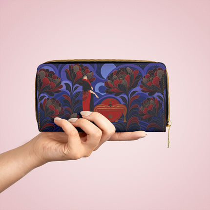 🌹💜 The Crimson Moonlight Garden Wallet – Art Deco Floral Mystery