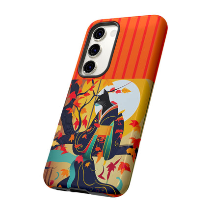 Black Cat in Kimono Phone Cases