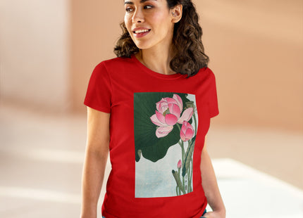 Blooming Lotus Flowers by Ohara Koson Women's Midweight Cotton Tee