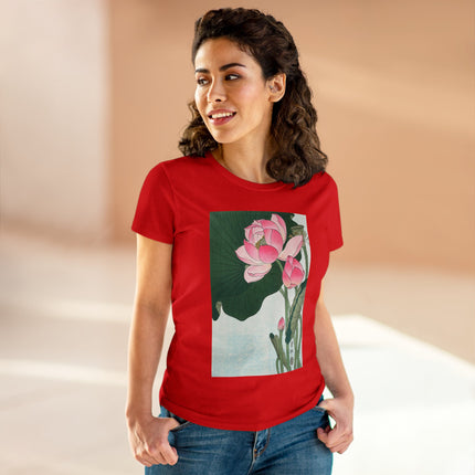 Blooming Lotus Flowers by Ohara Koson Women's Midweight Cotton Tee