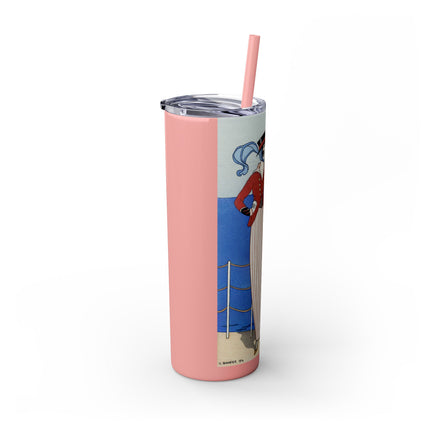 Costume de Yacht by George Barbier Skinny Tumbler with Straw, 20oz