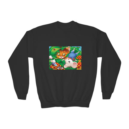 Whimsical Adventure Youth Crewneck Sweatshirt – Playful Journey & Storybook Fun