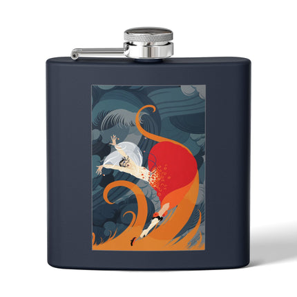 Flame of the Tempest Stainless Steel Flask – Fiery Storm & Dramatic Elegance