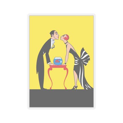 A Moment of Elegance: A Passionate Embrace Amidst Golden Splendor Kiss-Cut Stickers (4 Stickers)