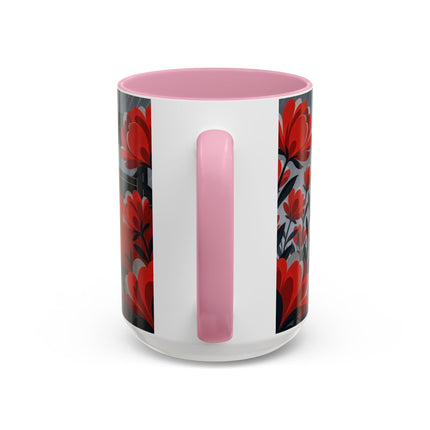 ☔🌹 The Scarlet Rainstorm Promenade Colorful Mug – Art Deco Motoring Elegance
