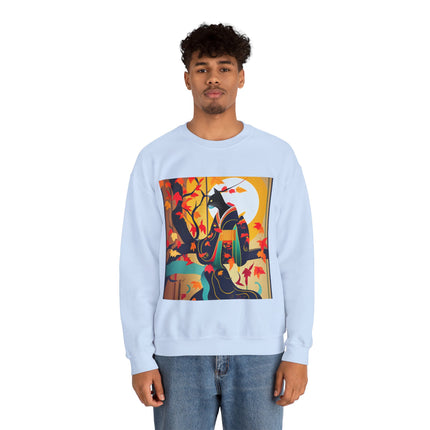 Black Cat in Kimono Unisex Heavy Blend™ Crewneck Sweatshirt