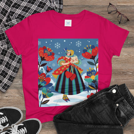 ❤️❄️ The Winter Heart Messenger Cotton Tee – Art Deco Winter Enchantment