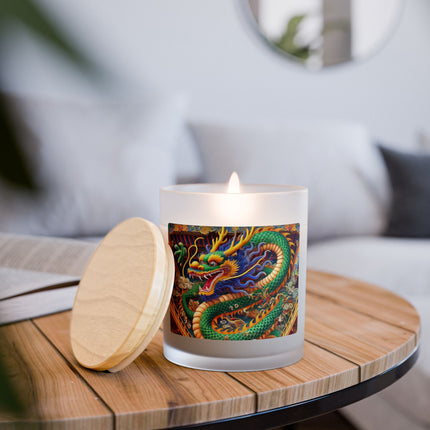 Tibetan Dragon Above Kabuki Stage Frosted Candle