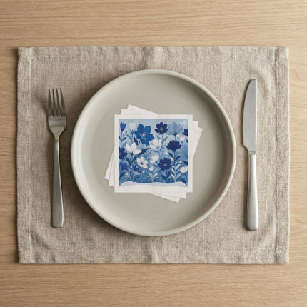 💙❄️ The Winter Blue Blossom Garden Napkins – Elegant Botanical Floral Art