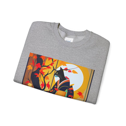 Black Cat in Kimono Unisex Heavy Blend™ Crewneck Sweatshirt