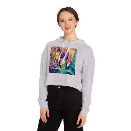 The Elegant Iris Flower Women’s Cropped Hooded Sweatshirt