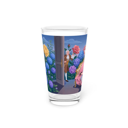 🌹💜 The Secret Embrace Pint Glass – Art Deco Floral Romance