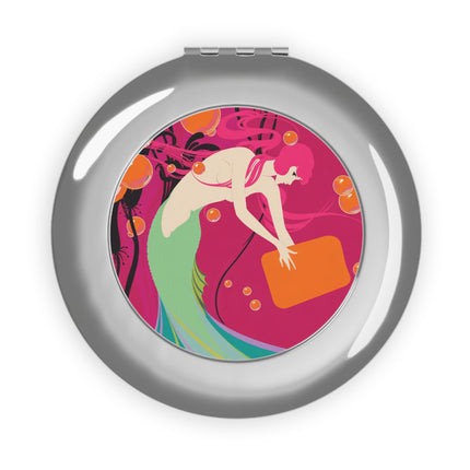 Mermaid Dive Compact Mirror – Vibrant Waves & Playful Charm