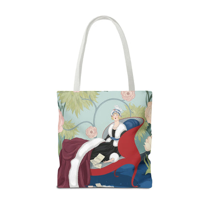 💌🌸 The Lady Of The Secret Letters Tote Bag – Art Deco Floral Elegance