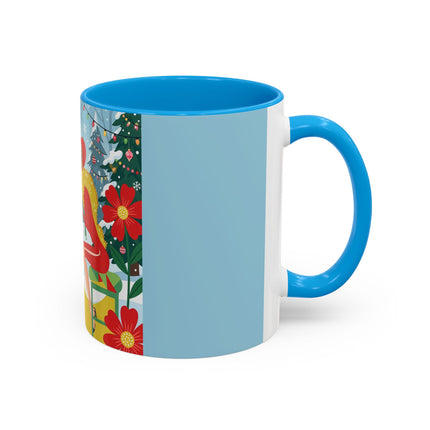 ☕🎄 Christmas Tea In The Snow Garden Colorful Mug – Art Deco Holiday Friendship