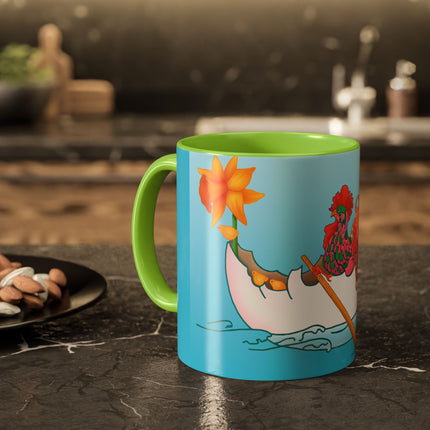 A Rooster's Seafaring Adventure Colorful Mugs, 11oz