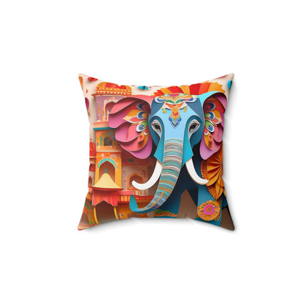 Elephant at an Autumn Spun Polyester Square Pillow